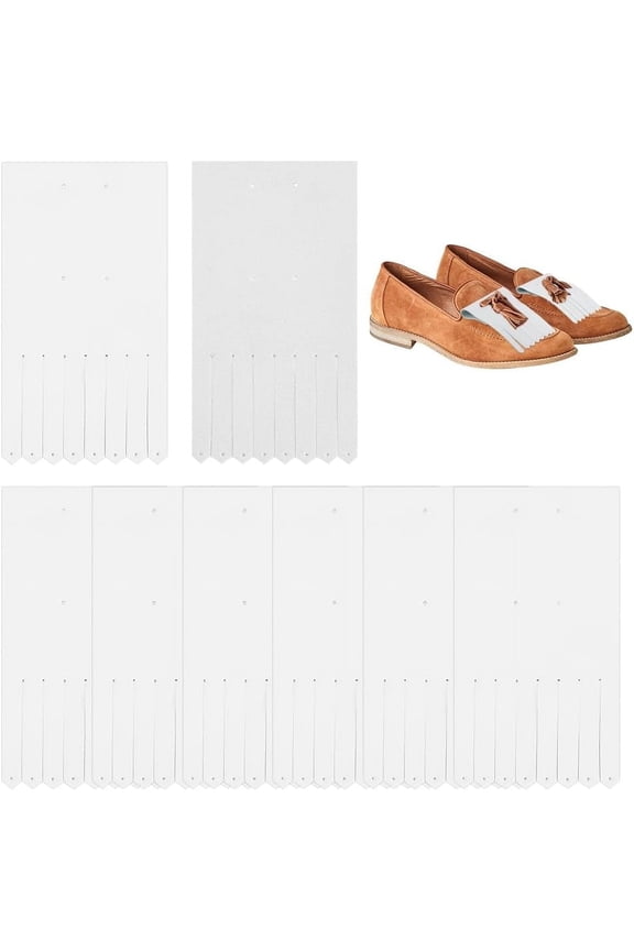 PU Leather Lace-on Shoe Fringes Shoe Tongue Shoe Lace Tassel Charm Floral White 161x80x1.5mm Hole: 1.6mm & 2mm