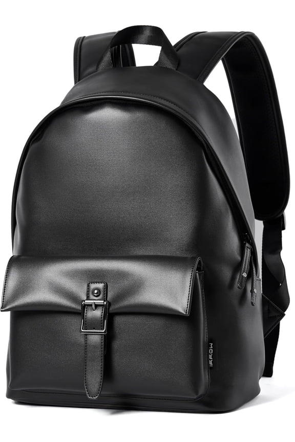 PU Leather Laptop Backack For Men Women Classic Water-Resistant Purse Airplane Travel Backpacks Work Business Bag Black