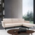 thumbnail image 1 of PU Leather Large Sectional Sofa L-Shaped Couch with Extra Wide Chaise Lounge  and 2 Pillows White, 1 of 9