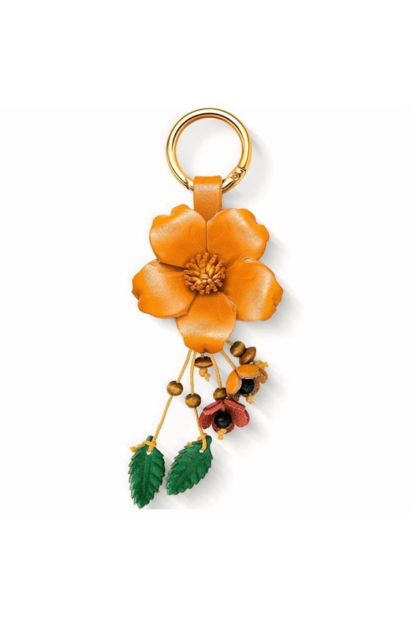 PU Leather Leaf Flower Tassel Keychain Boho Accessories Cute Keychains for Women Wallet Bag Purse Ring Pendant Charms,1 * DIY accessories