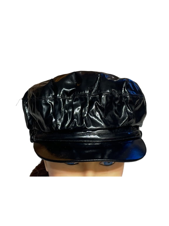 PU Leather Liner Fiddler Cap Newsboy Cabbie Baker Boy for Women Pageboy Visor Elastic Back