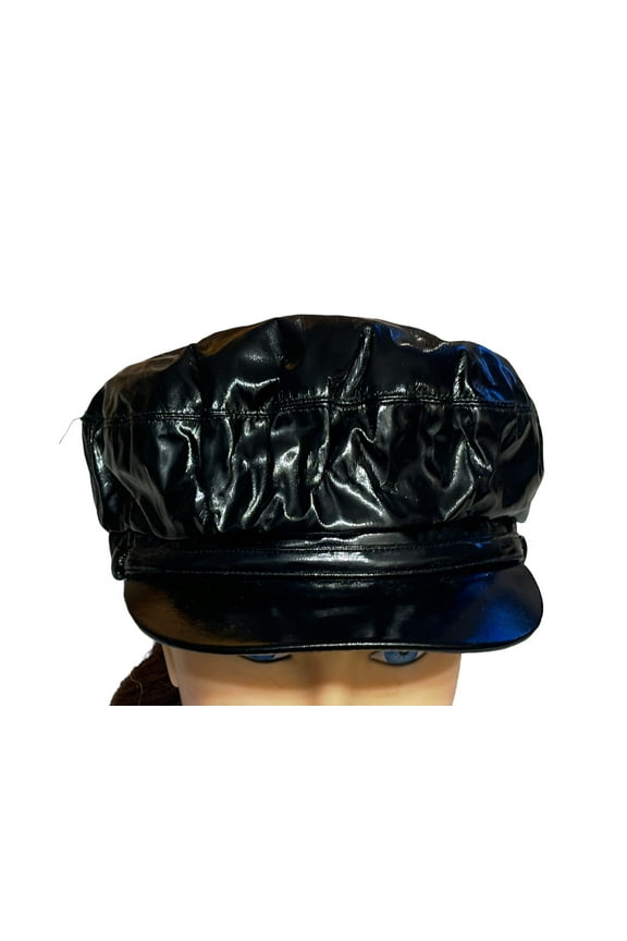 PU Leather Liner Fiddler Cap Newsboy Cabbie Baker Boy for Women Pageboy Visor Elastic Back
