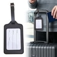 thumbnail image 1 of PU Leather Luggage Tags for Suitcases – Adjustable Strap, ID Card Window, Anti-Loss Identification for Travel Check-In & Checked Baggage, 1 of 5