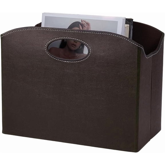 PU Leather Magazine Holder Floor Foldable Magazine Holder Document File Storage Rack Book Organizer Basket for Office Document