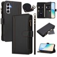 thumbnail image 1 of PU Leather Magnetic Snap Flip Zipper Strap Wallet Phone Case Fit for Samsung Galaxy A54 5G, 1 of 5