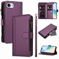 thumbnail image 1 of PU Leather Magnetic Snap Flip Zipper Strap Wallet Phone Case Fit for iPhone 16E-iPhone SE 2025-iPhone SE4, 1 of 5