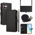 thumbnail image 1 of PU Leather Magnetic Snap Flip Zipper Strap Wallet Phone Case Fit foriPhone 16, 1 of 5
