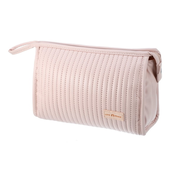 PU Leather Makeup Bag Large Makeup Bag Make Up Brush Organizer Bag Toiletry Bag for Women Pink