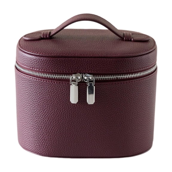 PU Leather Makeup Vanity Bag with Divider and Handle Portable Organizer