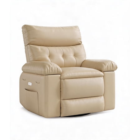 PU Leather Manual Recliner Chair, Extra Wide 22 Inch Seat Overstuffed Single Sofa with Footrest, 350 Lbs Heavy Duty Home Theater Seating for Living Room
