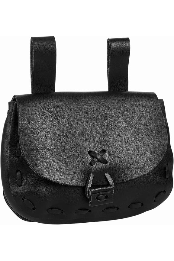 PU Leather Medieval Waist Bag Vintage Belt Pouch Handmade Portable Dark Brown Renaissance Side Pack