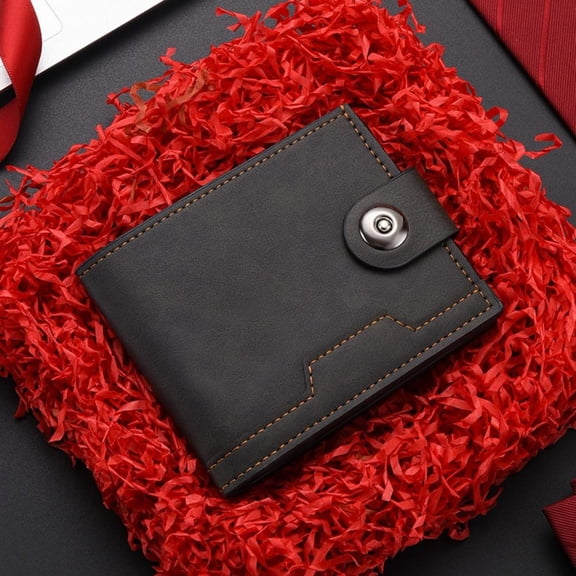 PU Leather Men's Short Wallet Ultra Slim Credit Card Holder Multi Card Case Purse Business Portable 3-fold Youth Fashion Wallet