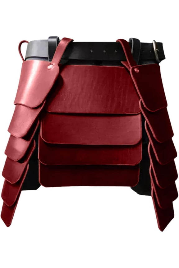 PU Leather Mercenary Knights Skirt Retro Three-Sided Thigh Armor Medieval Wide Waist Belt Armor Skirt with Wide Buckle Belt