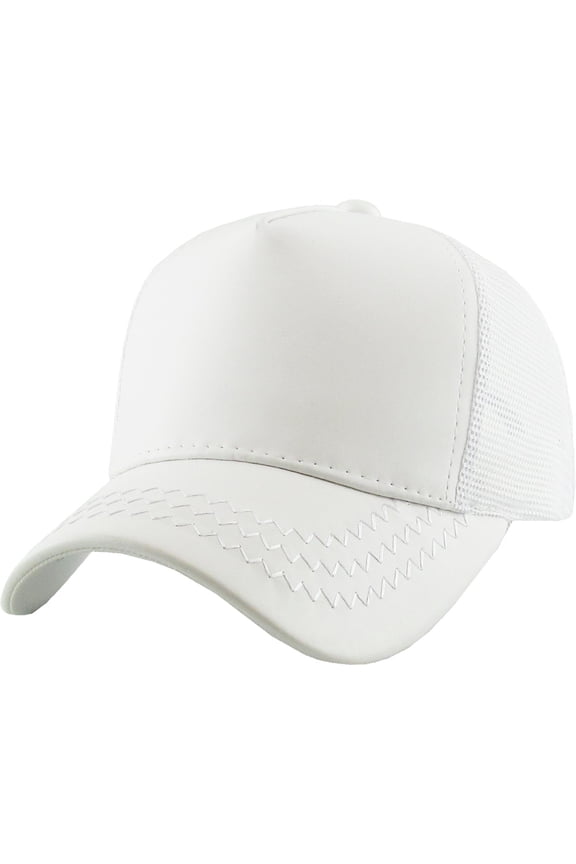 PU Leather Mesh Back Snapback Adjustable Baseball Cap