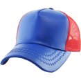 thumbnail image 1 of PU Leather Mesh Back Snapback Adjustable Baseball Cap, 1 of 6