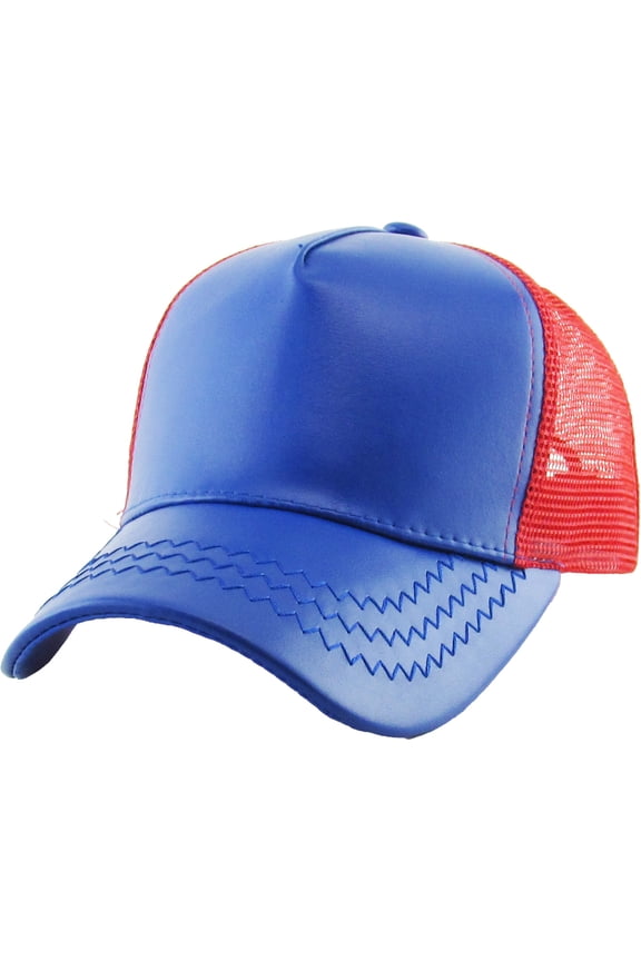 PU Leather Mesh Back Snapback Adjustable Baseball Cap
