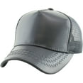 thumbnail image 1 of PU Leather Mesh Back Snapback Adjustable Baseball Cap, 1 of 5