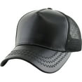 thumbnail image 1 of PU Leather Mesh Back Snapback Adjustable Baseball Cap, 1 of 6
