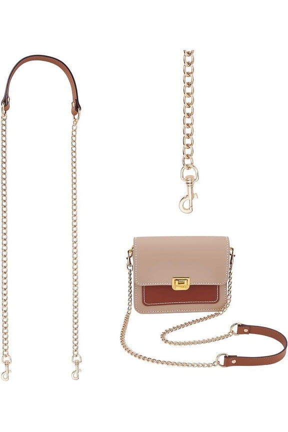 PU Leather Metal Crossbody Chain 46.5 Inch Purse Chain Strap Replacement Handbag Shoulder Strap Clutch Evening Bag Long Chain with Eye Bolt Snap for Shoulder Bag Wallet Pochette Brown Brown