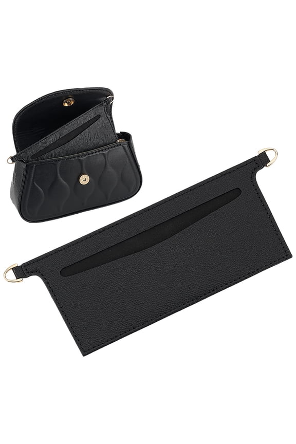 PU Leather Microfibre Purse Insert Organizer Conversion 3.14x 6.49 Inch Fiber Leather Bag Organizer Inserts with Alloy D Rings Rectangle Wallet Insert