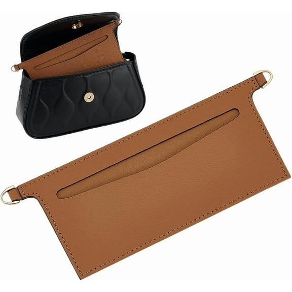 PU Leather Microfibre Purse Insert Organizer Conversion 3.14x 6.5 Inch Fiber with Metal D Rings for Sarah bag Rectangle Handbag Wallet Organizer Inserts Camel Colorful DIY