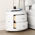 thumbnail image 1 of PU Leather Nightstand, Elegant Bedside Table with 2 Drawers and Crystal Handle, Oval 2-Drawer Upholstered Nightstand, Storage Bed Side Table Fully Assembled Except Legs & Handles,Suitable for Bedroom, 1 of 7