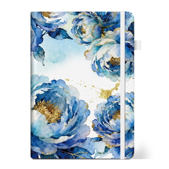 PU Leather Notebooks with Paper Inner Pages and Polyester Elastic Band Flower 210x145x19mm 160 sheets/pc for DIY