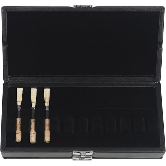 PU Leather Oboe Reed Case: 2 Layers Reed Protective Holder Case for 20pcs Oboe Reeds, Oboe Reeds Sponge Slot Storage Box - Metal Press Latch, 7.87x3.94x1.8In