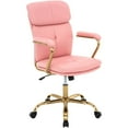 thumbnail image 1 of PU Leather Office Chair with Arms, Adjustable Height 360° Swivel with Wheels, Mid-Back Upholstered Desk Chair for Home Office, Vanity, or Study (Pink), 1 of 8