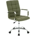 thumbnail image 1 of PU Leather Office Chair with Arms, Adjustable Height, Swivel Rolling Desk Chair, Mid-Back Upholstered Modern Chair for Home, Study, or Vanity, Olive Green, 1 of 8