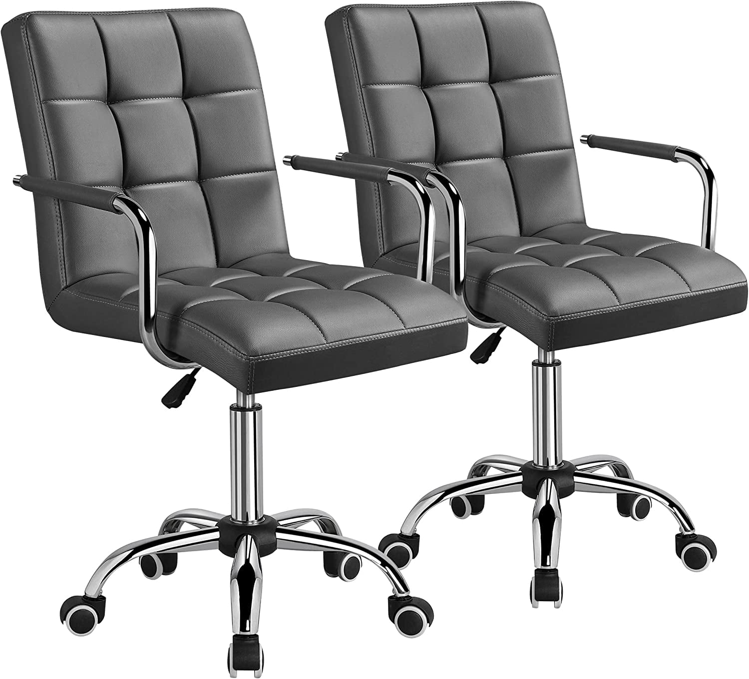 PU Leather Office Chair MidBack Task Ergonmic Chair with Swivel Wheels