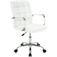 thumbnail image 1 of PU Leather Office Chair with Arms, Adjustable Height, Swivel Rolling Desk Chair, Mid-Back Upholstered Modern Chair for Home, Study, or Vanity, White, 1 of 8