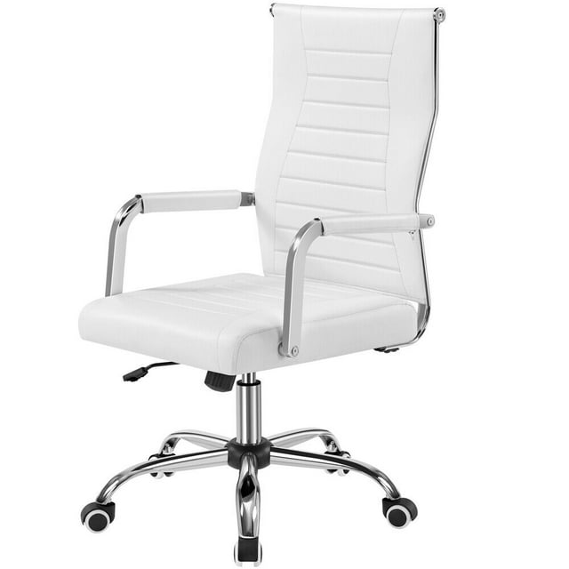 PU Leather Office Task Chair Metal Base Conference Chair with Covered Armrests
