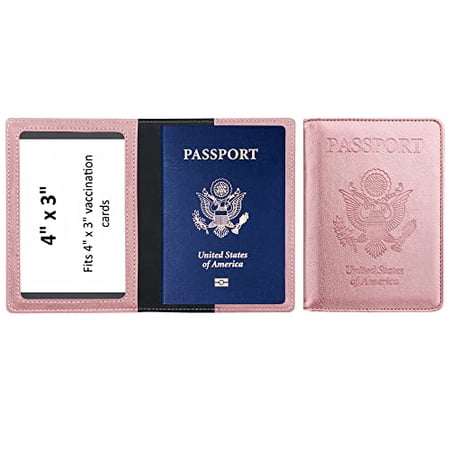 Ciana PU Leather Passport Cover and Card Holder Combo Slim Passport Holder with Card Protector Slot (Rose Gold)