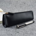thumbnail image 1 of PU Leather Pencil Case - Large Capacity 10+ Pen Holder - Vintage Matte Zippered Stationery Bag for Students, Teachers & Office (8.07 x 2.36 in) - Black/Brown/Red, 1 of 6