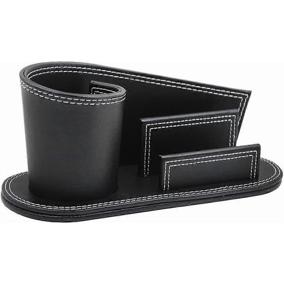 PU Leather Pencil Holder Multifunctional Desk Organizer Pen Holder Storage Boxes Business Cards Ruler Scissors Stapler Pencils Stand Stationery Makeu