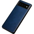 thumbnail image 1 of PU Leather Phone Case Protective Case for Google Pixel 7 pro 6 5 4 A 5G XL, Business Avocado Texture Back Cover Bumper(Blue,Pixel 5), 1 of 7
