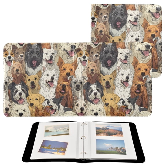 PU Leather Photo Album with Self-Adhesive Pages Scrapbook DIY Picture Holds 20+ Sheets A Large Group Of Dogs