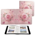 thumbnail image 1 of PU Leather Photo Album with Self-Adhesive Pages Scrapbook DIY Picture Holds 20+ Sheets Pink Rose Pattern, 1 of 9