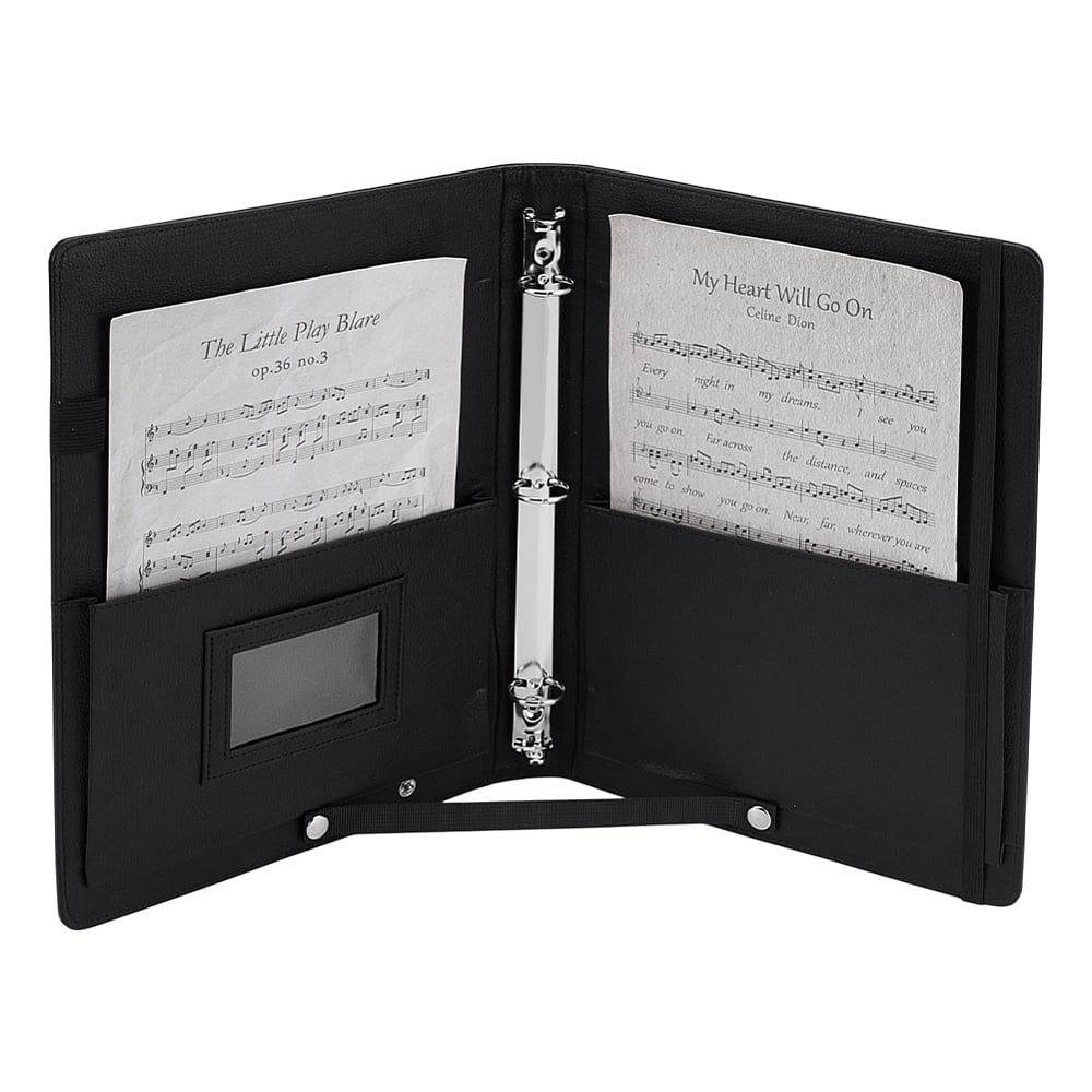 PU Leather Piano Sheet Folder Binder Music Holder Notebook Binder Organizer Rectangle Black 332x248x40mm