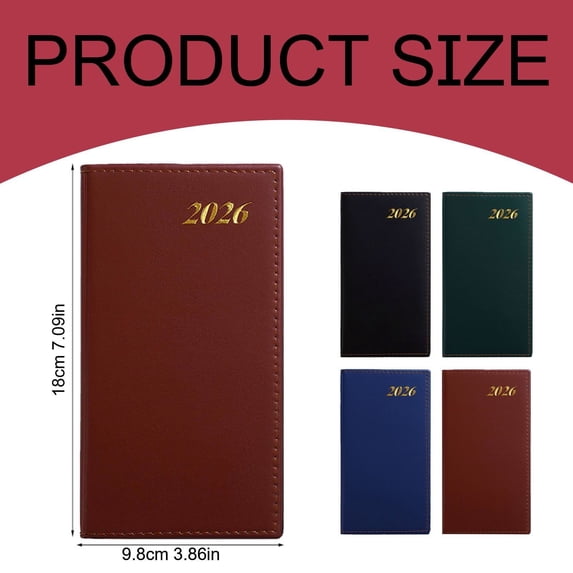 PU Leather Pocket Agenda Slim Hardcover Planner Notebook for Daily Schedule and Business Planning