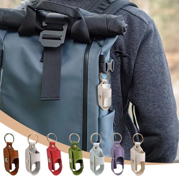 PU Leather Protective Inhaler Case Holder with Keychain and Metal Buckle, Portable Breath Support Medicine Sleeve Bag for Travel Outdoor Activity, 4x1 Inch Army Green