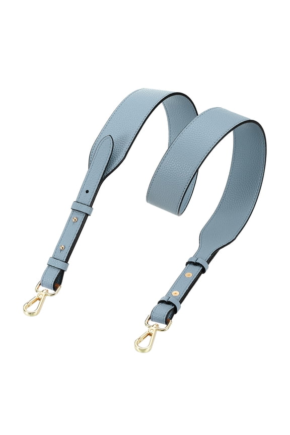 PU Leather Purse Strap, 41.7"-45.3" Adjustable Crossbody Replacement Straps 1.5" Width for Handbags, Shoulder Bag (Blue, Gold Clasp)