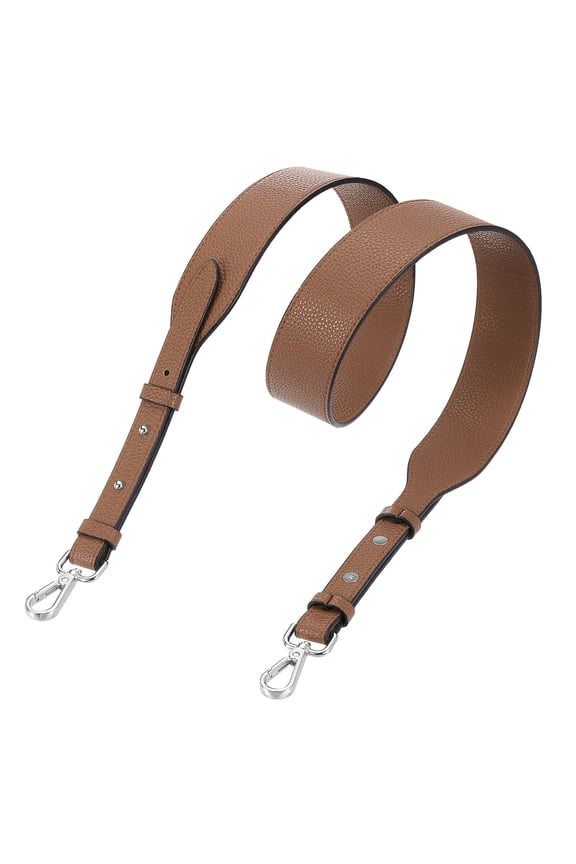 PU Leather Purse Strap, 41.7"-45.3" Adjustable Crossbody Replacement Straps 1.5" Width for Handbags, Shoulder Bag (Coffee, Silver Clasp)