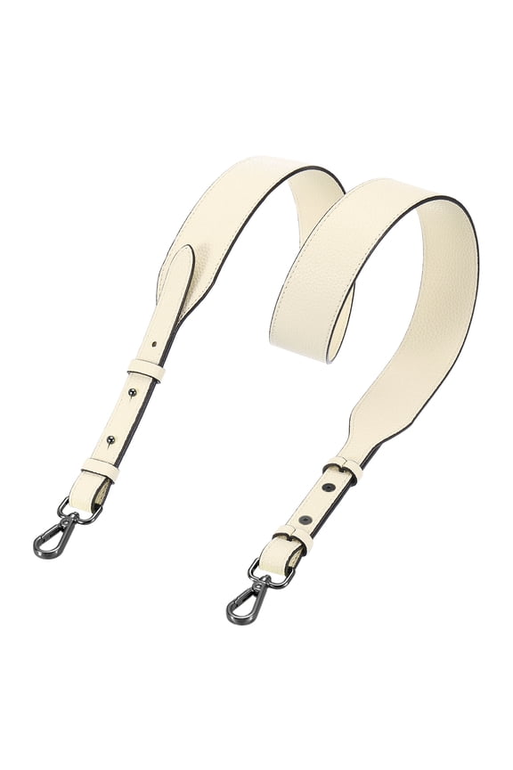 PU Leather Purse Strap, 41.7"-45.3" Adjustable Crossbody Replacement Straps 1.5" Width for Handbags, Shoulder Bag (Cream, Black Clasp)