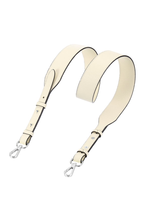 PU Leather Purse Strap, 41.7"-45.3" Adjustable Crossbody Replacement Straps 1.5" Width for Handbags, Shoulder Bag (Cream, Silver Clasp)