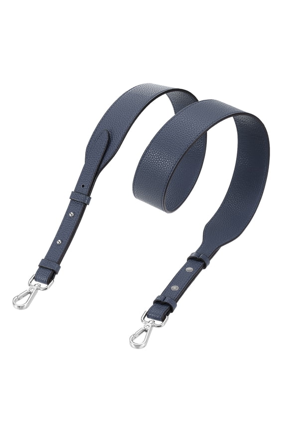 PU Leather Purse Strap, 41.7"-45.3" Adjustable Crossbody Replacement Straps 1.5" Width for Handbags, Shoulder Bag (Dark Blue, Silver Clasp)