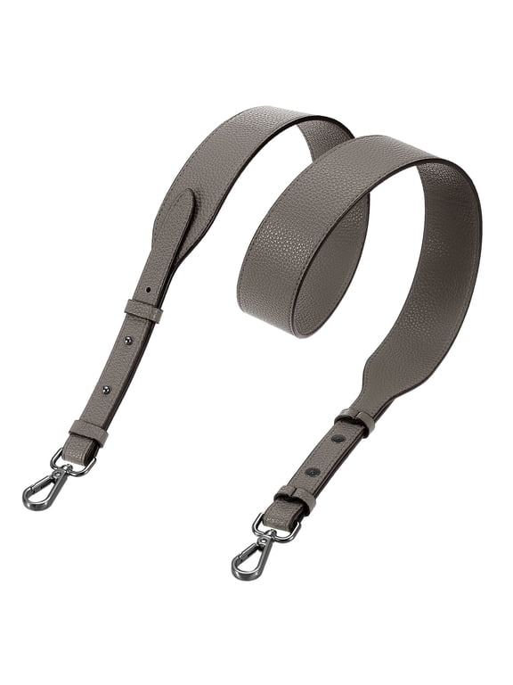 PU Leather Purse Strap, 41.7"-45.3" Adjustable Crossbody Replacement Straps 1.5" Width for Handbags, Shoulder Bag (Grey, Black Clasp)