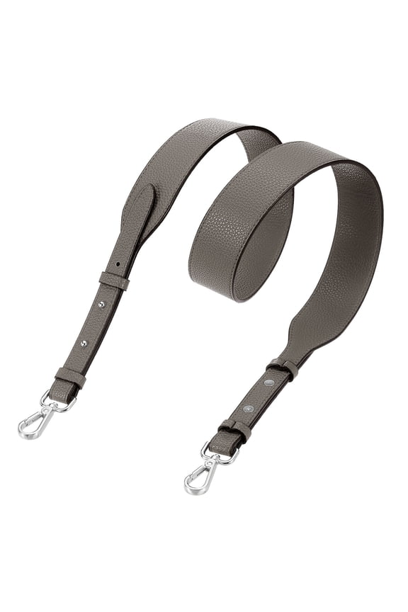 PU Leather Purse Strap, 41.7"-45.3" Adjustable Crossbody Replacement Straps 1.5" Width for Handbags, Shoulder Bag (Grey, Silver Clasp)