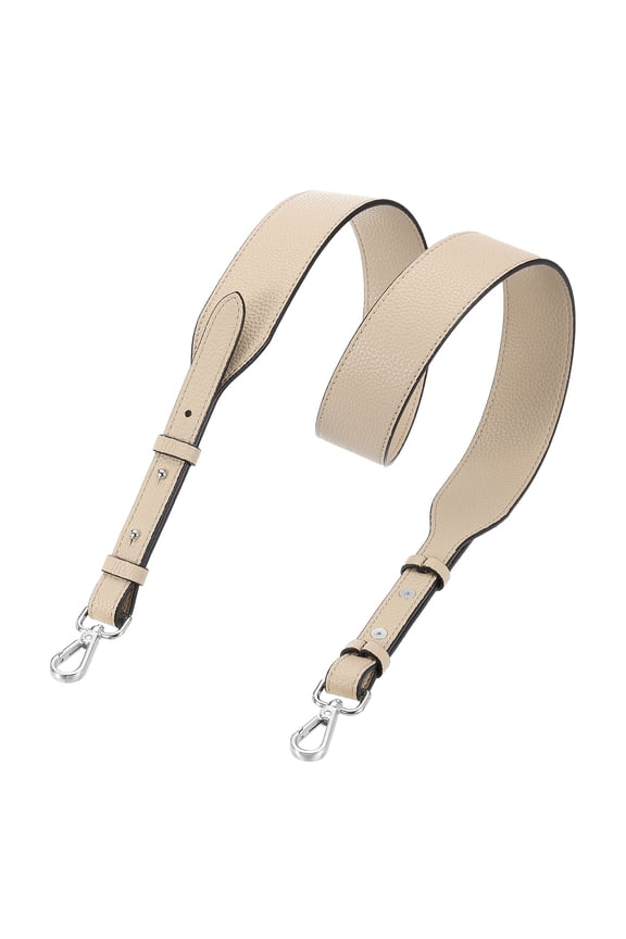 PU Leather Purse Strap, 41.7"-45.3" Adjustable Crossbody Replacement Straps 1.5" Width for Handbags, Shoulder Bag (Light Khaki, Silver Clasp)